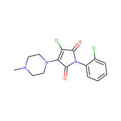 CN1CCN(C2=C(Cl)C(=O)N(c3ccccc3Cl)C2=O)CC1 ZINC000064528074