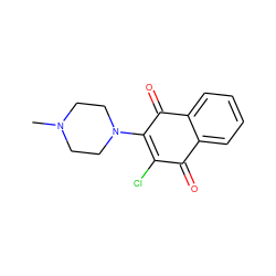 CN1CCN(C2=C(Cl)C(=O)c3ccccc3C2=O)CC1 ZINC000020025244