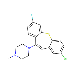 CN1CCN(C2=Cc3cc(Cl)ccc3Sc3cc(F)ccc32)CC1 ZINC000019802378