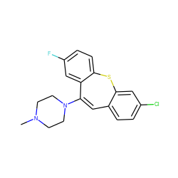 CN1CCN(C2=Cc3ccc(Cl)cc3Sc3ccc(F)cc32)CC1 ZINC000019802386