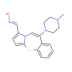 CN1CCN(C2=Cn3c(/C=N/O)ccc3Sc3ccccc32)CC1 ZINC000013532233