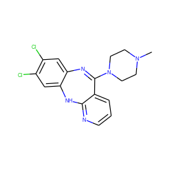 CN1CCN(C2=Nc3cc(Cl)c(Cl)cc3Nc3ncccc32)CC1 ZINC000026399250