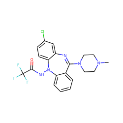 CN1CCN(C2=Nc3cc(Cl)ccc3N(NC(=O)C(F)(F)F)c3ccccc32)CC1 ZINC000036089434