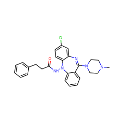 CN1CCN(C2=Nc3cc(Cl)ccc3N(NC(=O)CCc3ccccc3)c3ccccc32)CC1 ZINC000036089421