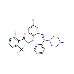 CN1CCN(C2=Nc3cc(Cl)ccc3N(NC(=O)c3c(F)cccc3C(F)(F)F)c3ccccc32)CC1 ZINC000034801077