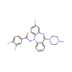 CN1CCN(C2=Nc3cc(Cl)ccc3N(NC(=O)c3ccc(Cl)c(Cl)c3)c3ccccc32)CC1 ZINC000036089414