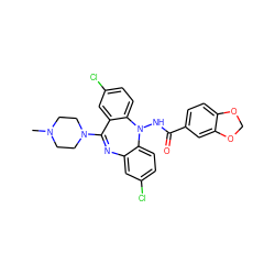 CN1CCN(C2=Nc3cc(Cl)ccc3N(NC(=O)c3ccc4c(c3)OCO4)c3ccc(Cl)cc32)CC1 ZINC000036089483