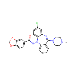 CN1CCN(C2=Nc3cc(Cl)ccc3N(NC(=O)c3ccc4c(c3)OCO4)c3ccccc32)CC1 ZINC000036089498