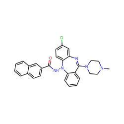 CN1CCN(C2=Nc3cc(Cl)ccc3N(NC(=O)c3ccc4ccccc4c3)c3ccccc32)CC1 ZINC000036089403