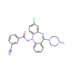 CN1CCN(C2=Nc3cc(Cl)ccc3N(NC(=O)c3cccc(C#N)c3)c3ccccc32)CC1 ZINC000036089473