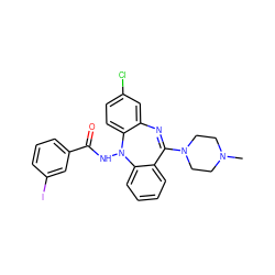 CN1CCN(C2=Nc3cc(Cl)ccc3N(NC(=O)c3cccc(I)c3)c3ccccc32)CC1 ZINC000036089428