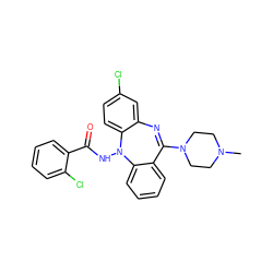 CN1CCN(C2=Nc3cc(Cl)ccc3N(NC(=O)c3ccccc3Cl)c3ccccc32)CC1 ZINC000034801073