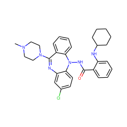 CN1CCN(C2=Nc3cc(Cl)ccc3N(NC(=O)c3ccccc3NC3CCCCC3)c3ccccc32)CC1 ZINC000036089454