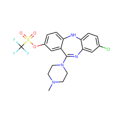 CN1CCN(C2=Nc3cc(Cl)ccc3Nc3ccc(OS(=O)(=O)C(F)(F)F)cc32)CC1 ZINC000014114286