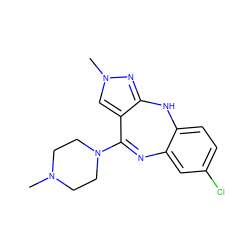 CN1CCN(C2=Nc3cc(Cl)ccc3Nc3nn(C)cc32)CC1 ZINC000026576554