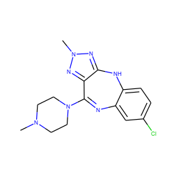 CN1CCN(C2=Nc3cc(Cl)ccc3Nc3nn(C)nc32)CC1 ZINC000026398887