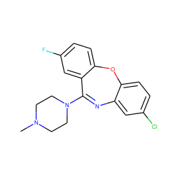 CN1CCN(C2=Nc3cc(Cl)ccc3Oc3ccc(F)cc32)CC1 ZINC000036473647