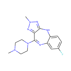 CN1CCN(C2=Nc3cc(F)ccc3Nc3nn(C)nc32)CC1 ZINC000026402777