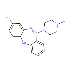 CN1CCN(C2=Nc3cc(O)ccc3Nc3ccccc32)CC1 ZINC000013775875