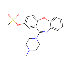 CN1CCN(C2=Nc3ccccc3Oc3ccc(OS(C)(=O)=O)cc32)CC1 ZINC000013798272