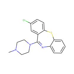 CN1CCN(C2=Nc3ccccc3Sc3ccc(Cl)cc32)CC1 ZINC000026185346