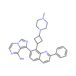 CN1CCN(C2CC(c3c(-c4ncn5ccnc(N)c45)ccc4ccc(-c5ccccc5)nc34)C2)CC1 ZINC000043025432