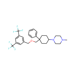 CN1CCN(C2CCC(COCc3cc(C(F)(F)F)cc(C(F)(F)F)c3)(c3ccccc3)CC2)CC1 ZINC000103250831