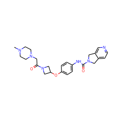 CN1CCN(CC(=O)N2CC(Oc3ccc(NC(=O)N4Cc5ccncc5C4)cc3)C2)CC1 ZINC000167142780