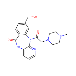 CN1CCN(CC(=O)N2c3cc(CO)ccc3C(=O)Nc3cccnc32)CC1 ZINC000022940134