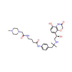 CN1CCN(CC(=O)NCCCC(=O)Nc2ccc(CC(C)(C)NC[C@H](O)c3ccc(O)c4c3OCC(=O)N4)cc2)CC1 ZINC000049694813