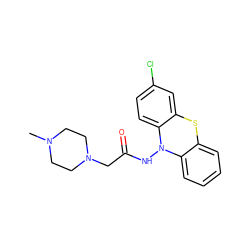 CN1CCN(CC(=O)NN2c3ccccc3Sc3cc(Cl)ccc32)CC1 ZINC000066258597