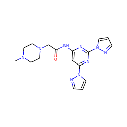 CN1CCN(CC(=O)Nc2cc(-n3cccn3)nc(-n3cccn3)n2)CC1 ZINC000023360528