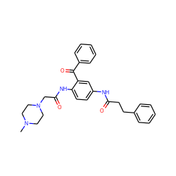 CN1CCN(CC(=O)Nc2ccc(NC(=O)CCc3ccccc3)cc2C(=O)c2ccccc2)CC1 ZINC000045349029