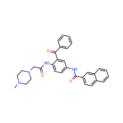 CN1CCN(CC(=O)Nc2ccc(NC(=O)c3ccc4ccccc4c3)cc2C(=O)c2ccccc2)CC1 ZINC000045352853