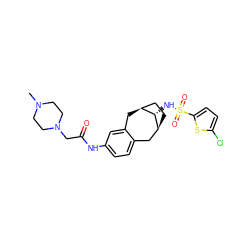 CN1CCN(CC(=O)Nc2ccc3c(c2)C[C@H]2CC[C@@H](C3)[C@H]2NS(=O)(=O)c2ccc(Cl)s2)CC1 ZINC000028339579