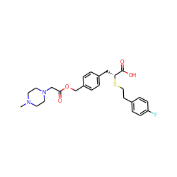 CN1CCN(CC(=O)OCc2ccc(C[C@@H](SCCc3ccc(F)cc3)C(=O)O)cc2)CC1 ZINC000114962990