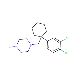 CN1CCN(CC2(c3ccc(Cl)c(Cl)c3)CCCCC2)CC1 ZINC000066066010