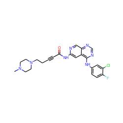 CN1CCN(CCC#CC(=O)Nc2cc3c(Nc4ccc(F)c(Cl)c4)ncnc3cn2)CC1 ZINC000022451877