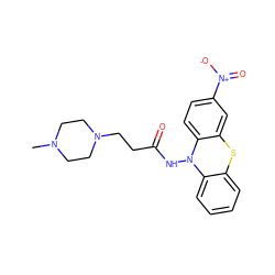 CN1CCN(CCC(=O)NN2c3ccccc3Sc3cc([N+](=O)[O-])ccc32)CC1 ZINC000082157786