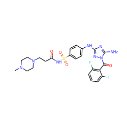 CN1CCN(CCC(=O)NS(=O)(=O)c2ccc(Nc3nc(N)n(C(=O)c4c(F)cccc4F)n3)cc2)CC1 ZINC000036124403