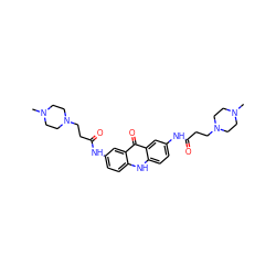 CN1CCN(CCC(=O)Nc2ccc3[nH]c4ccc(NC(=O)CCN5CCN(C)CC5)cc4c(=O)c3c2)CC1 ZINC000028375761