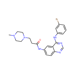 CN1CCN(CCC(=O)Nc2ccc3ncnc(Nc4cccc(Br)c4)c3c2)CC1 ZINC000084671546