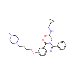 CN1CCN(CCCCOc2ccc3nc(-c4ccccc4)n(CC(=O)NCC4CC4)c(=O)c3c2)CC1 ZINC000058582421