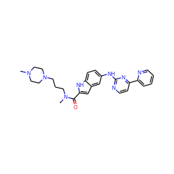 CN1CCN(CCCN(C)C(=O)c2cc3cc(Nc4nccc(-c5ccccn5)n4)ccc3[nH]2)CC1 ZINC000144209435