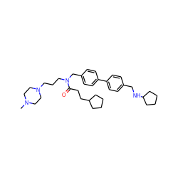 CN1CCN(CCCN(Cc2ccc(-c3ccc(CNC4CCCC4)cc3)cc2)C(=O)CCC2CCCC2)CC1 ZINC000045202247