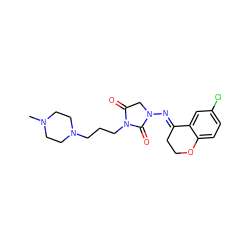 CN1CCN(CCCN2C(=O)CN(/N=C3\CCOc4ccc(Cl)cc43)C2=O)CC1 ZINC000040937756