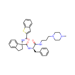 CN1CCN(CCCNC(=O)[C@@H](Cc2ccccc2)NC(=O)[C@@]2(NC(=O)c3cc4ccccc4s3)CCc3ccccc32)CC1 ZINC000028825230