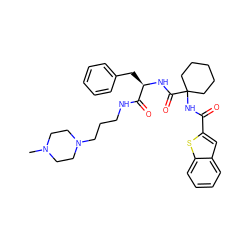 CN1CCN(CCCNC(=O)[C@@H](Cc2ccccc2)NC(=O)C2(NC(=O)c3cc4ccccc4s3)CCCCC2)CC1 ZINC000028825214