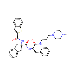 CN1CCN(CCCNC(=O)[C@@H](Cc2ccccc2)NC(=O)C2(NC(=O)c3cc4ccccc4s3)Cc3ccccc3C2)CC1 ZINC000028825241