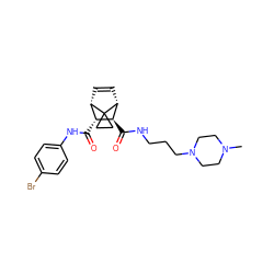 CN1CCN(CCCNC(=O)[C@H]2[C@H](C(=O)Nc3ccc(Br)cc3)[C@@H]3C=C[C@H]2C32CC2)CC1 ZINC000168364207